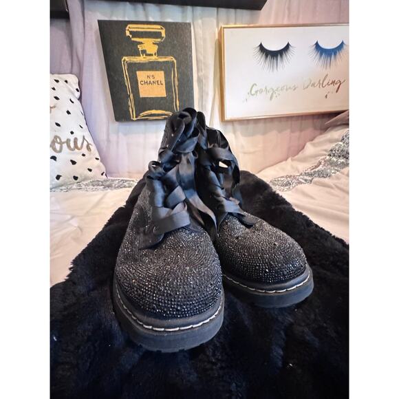 Betsey Johnson x torrid black rhinestone Hudson rocket combat boot 10 ww - Picture 8 of 15